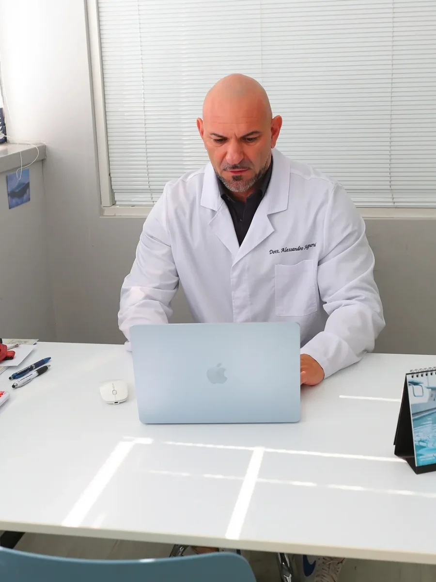 Dott. Alessandro Sigurtà, biologo nutrizionista, nel suo studio